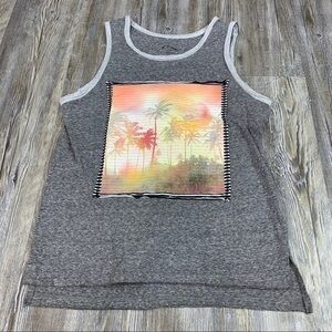 Art Class Gray Hawaiian Print Tank Size XL